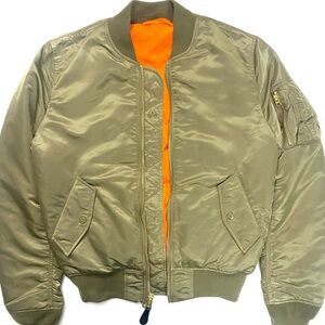 Alpha Industries MA-1 Green Orange Reversible Slim Fit Bomber Jacket Size Small